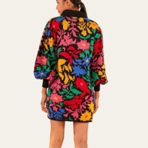 FARM RIO TROPICAL GARDEN COZY SOFT SWEATER DRESS COWL FUNNEL NECK SIZE MEDIUM - Picture 8 of 16